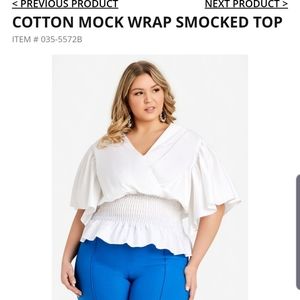 White cotton mock wrap top